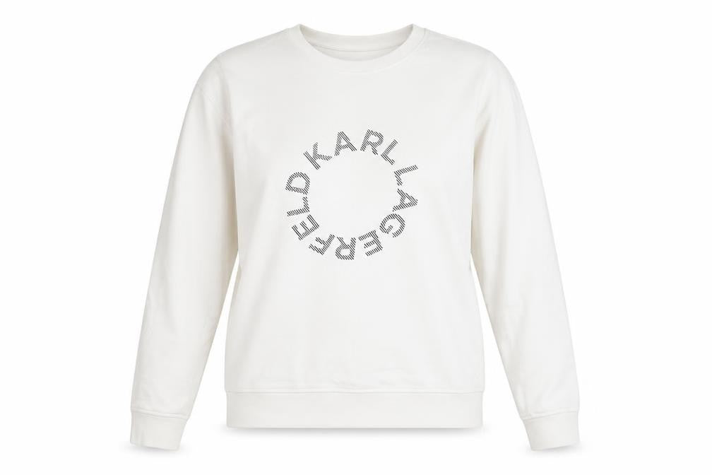Womens UK Size M Karl Lagerfeld White Pullover Sweatshirt