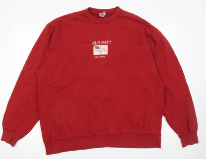 Mens UK Size L Old Navy Red Pullover Sweatshirt