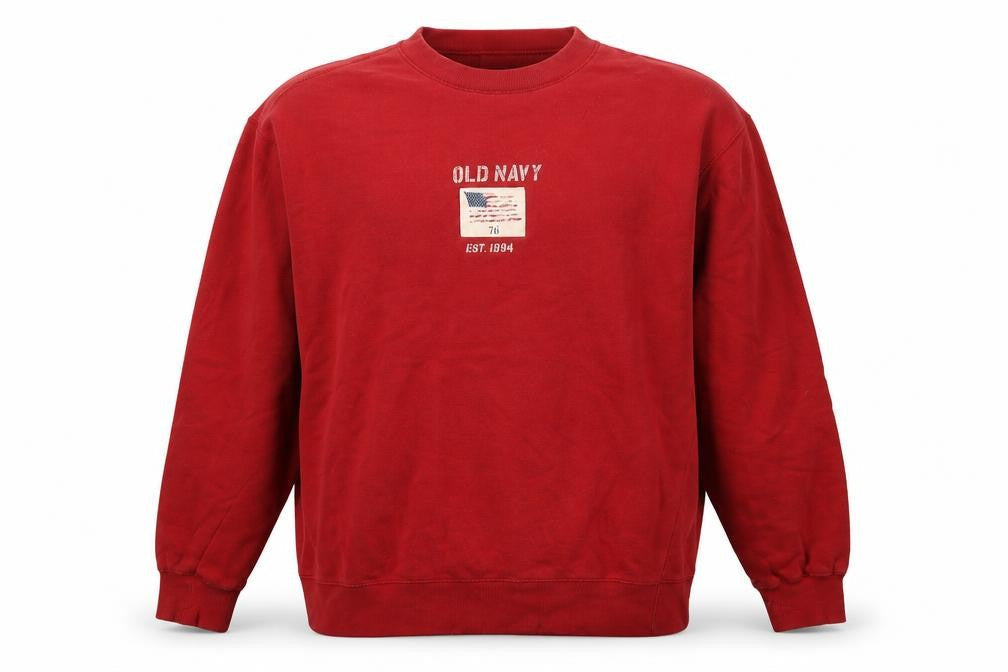 Mens UK Size L Old Navy Red Pullover Sweatshirt