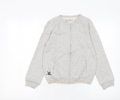 Next Girls Grey Full Zip Sweatshirt 11 Years Cotton Blend Glitter Trim