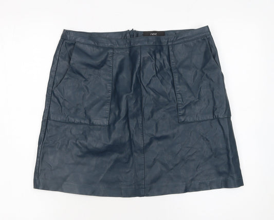 Womens UK Size 12 NEXT A-Line Leather Skirt