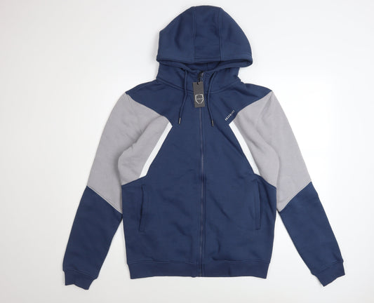 883 Police Men's Blue Grey Full Zip Hoodie Size M Cotton Blend