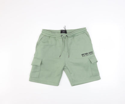 Brave Soul London Men's Green Medium Athletic Shorts with Cargo Pockets