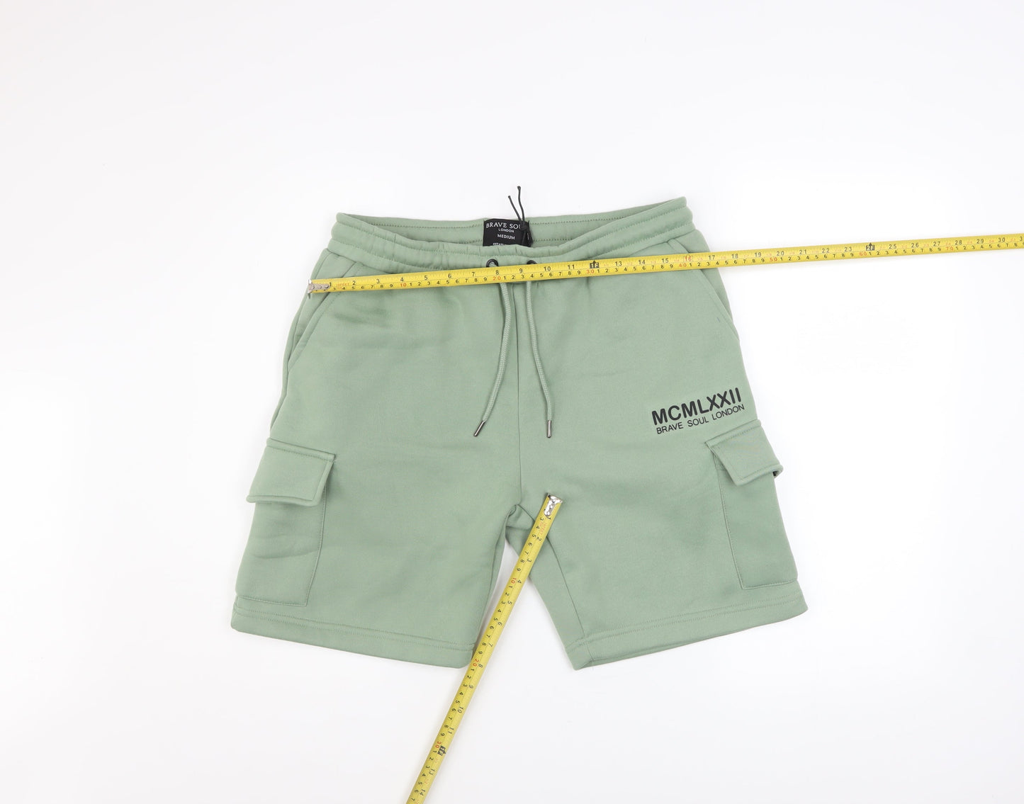 Brave Soul London Men's Green Medium Athletic Shorts with Cargo Pockets