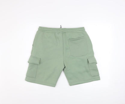 Brave Soul London Men's Green Medium Athletic Shorts with Cargo Pockets
