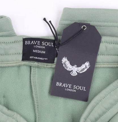 Brave Soul London Men's Green Medium Athletic Shorts with Cargo Pockets