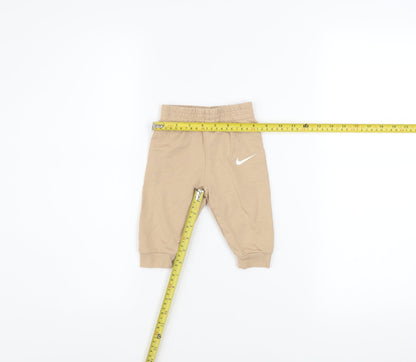 Nike Unisex Baby Beige Jogger Trousers 3-6 Months Cotton Blend