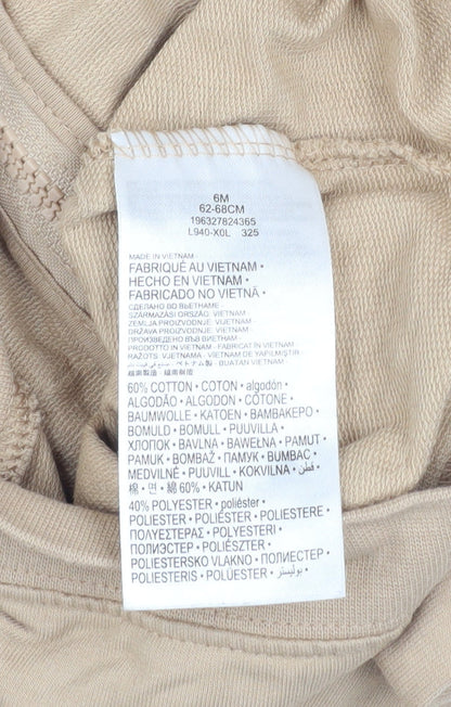 Nike Unisex Baby Beige Hooded Zip-Up Basic Jacket 6 Months Cotton Blend