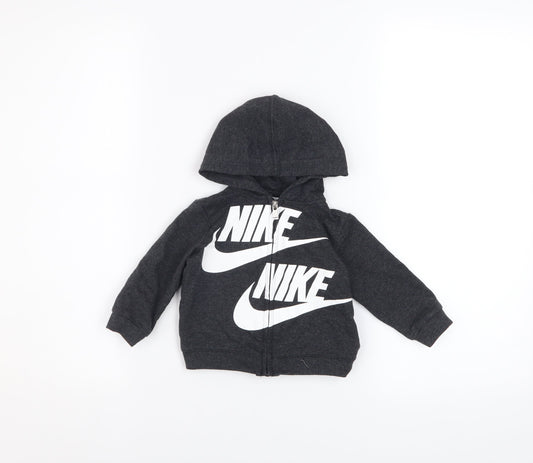 Nike Unisex Baby Black Full Zip Hooded Jacket 9-12 Months Logo Design