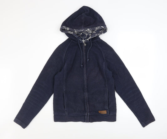 Womens UK Size 8 Weird Fish Blue Full Zip Hoodie