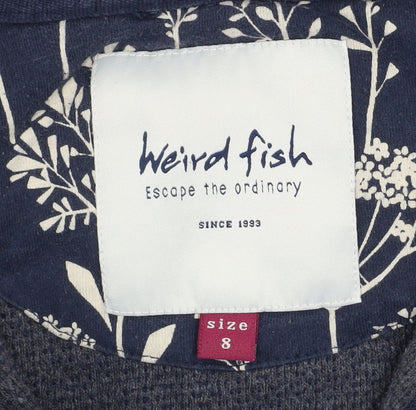 Womens UK Size 8 Weird Fish Blue Full Zip Hoodie