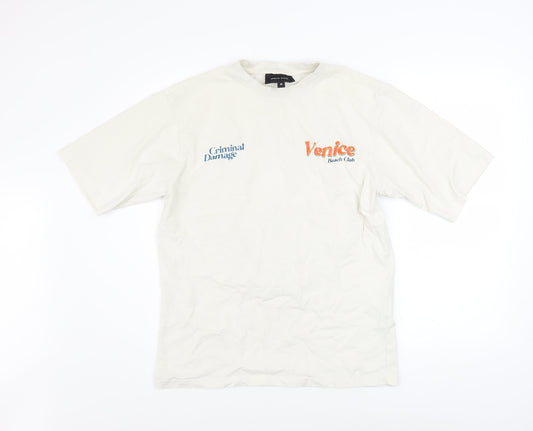 Mens UK Size M Criminal Damage White  T-Shirt