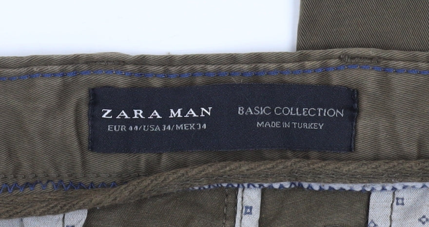 Mens UK Size L Zara Man Regular Fit Chino Brown Trousers