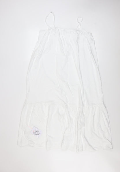 ASOS DESIGN Women’s White Cotton Midi Slip Dress Size 10