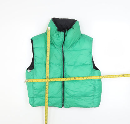 Zara Womens Green XS Puffer Sleeveless Waistcoat