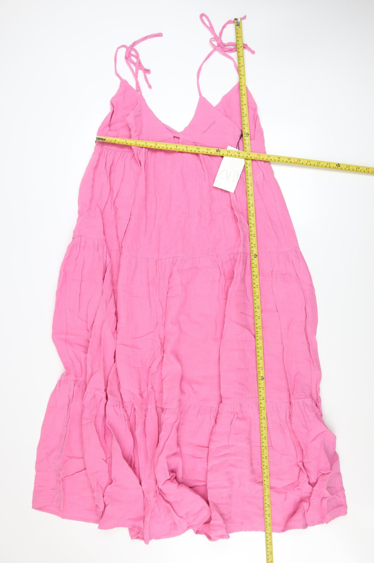 ZARA Women Pink Cotton Midi Slip Dress Size M Summer Boho Style
