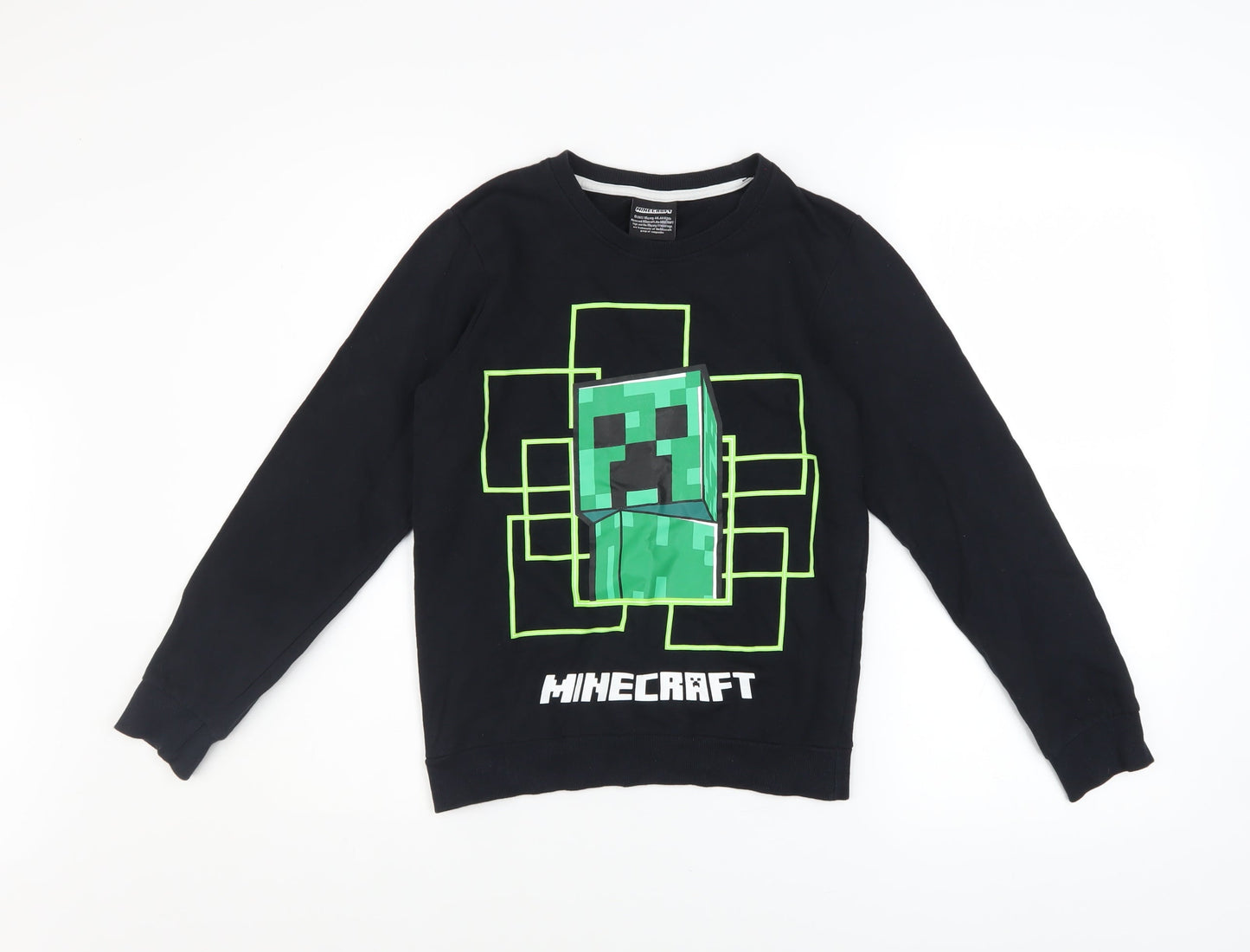 Matalan Boys Black Minecraft Creeper Pullover Sweatshirt 10 Years