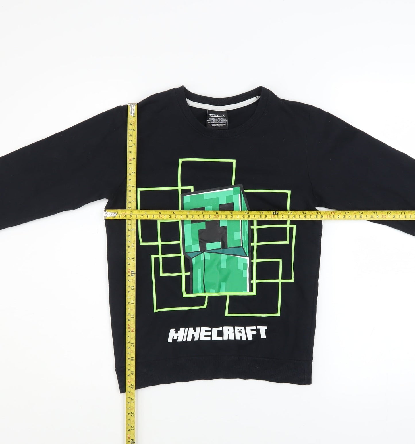 Matalan Boys Black Minecraft Creeper Pullover Sweatshirt 10 Years