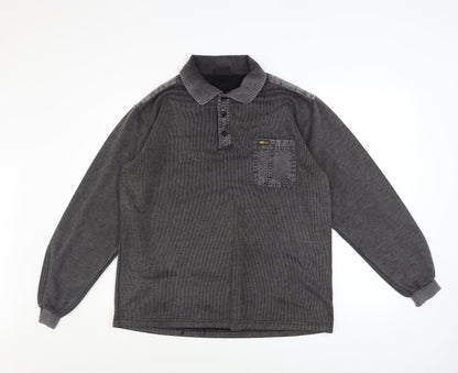 Kalamton Men's Grey Long Sleeve Collared Button-Up Shirt Size M