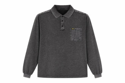 Kalamton Men's Grey Long Sleeve Collared Button-Up Shirt Size M
