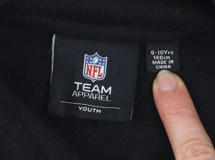 Boys UK Size 9-10 Years NFL Team Apparel Black Pullover Hoodie