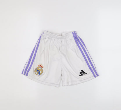 Adidas Boys White Football Shorts Size 128 Real Madrid Athletic Style