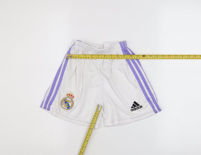 Adidas Boys White Football Shorts Size 128 Real Madrid Athletic Style