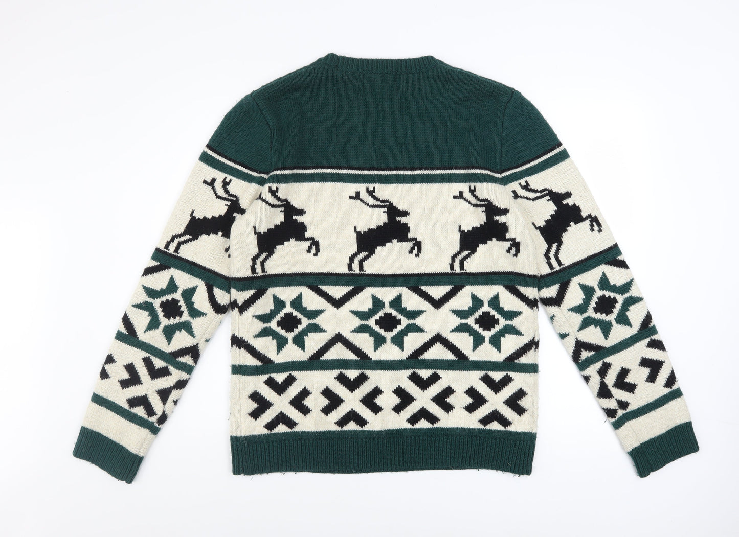 Mens UK Size M Topman Green Pullover Jumper