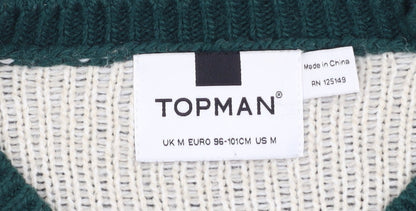 Mens UK Size M Topman Green Pullover Jumper