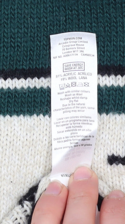 Mens UK Size M Topman Green Pullover Jumper