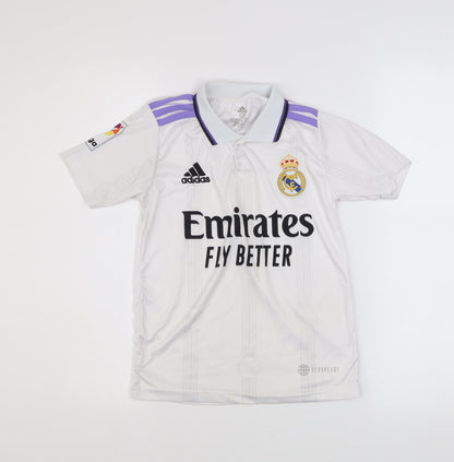 Adidas Boys White Real Madrid Football Polo Jersey 8 Years Athletic Fit