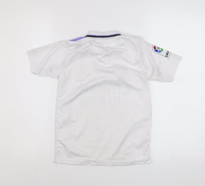 Adidas Boys White Real Madrid Football Polo Jersey 8 Years Athletic Fit