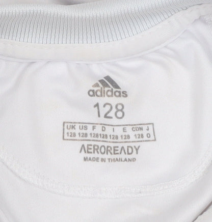 Adidas Boys White Real Madrid Football Polo Jersey 8 Years Athletic Fit