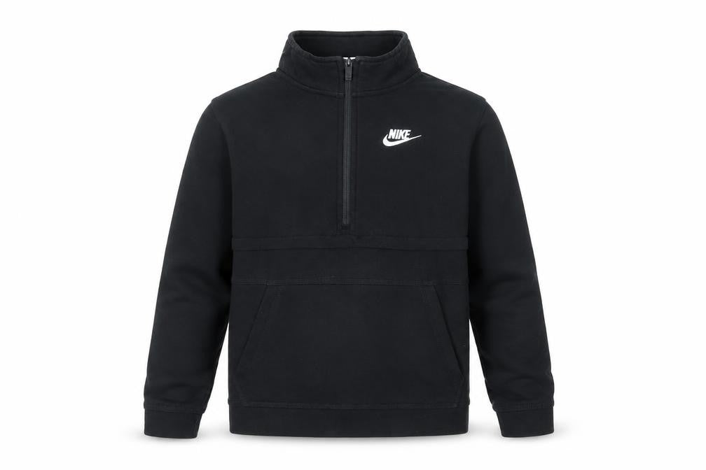 Nike Boys Black L 1/2 Zip Pullover Sweatshirt Cotton Blend Logo Top