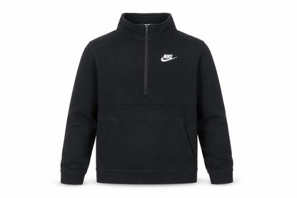Nike Boys Black L 1/2 Zip Pullover Sweatshirt Cotton Blend Logo Top