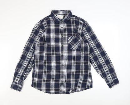 Curated Utility Men's Blue Plaid Flannel Long Sleeve Button-Up Shirt XL