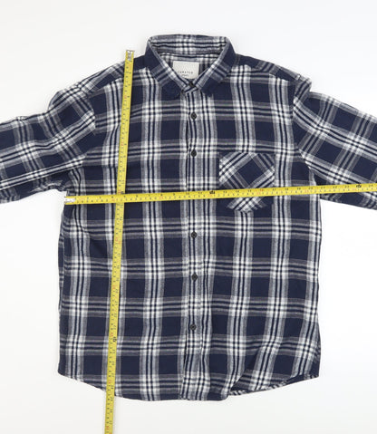Curated Utility Men's Blue Plaid Flannel Long Sleeve Button-Up Shirt XL
