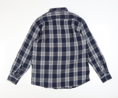 Curated Utility Men's Blue Plaid Flannel Long Sleeve Button-Up Shirt XL