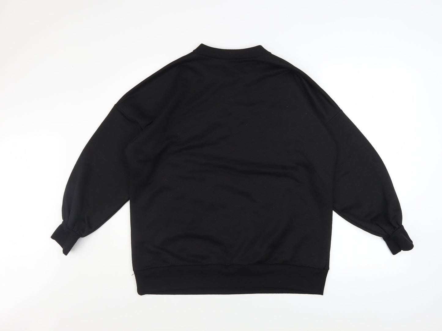 Womens UK Size M Boohoo Black Pullover Sweatshirt