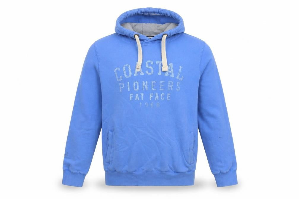 FatFace Men's Blue Pullover Hoodie M Graphic Cotton Blend