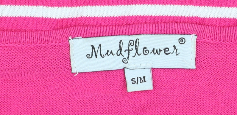 Womens UK Size S Mudflower Pink Basic T-Shirt