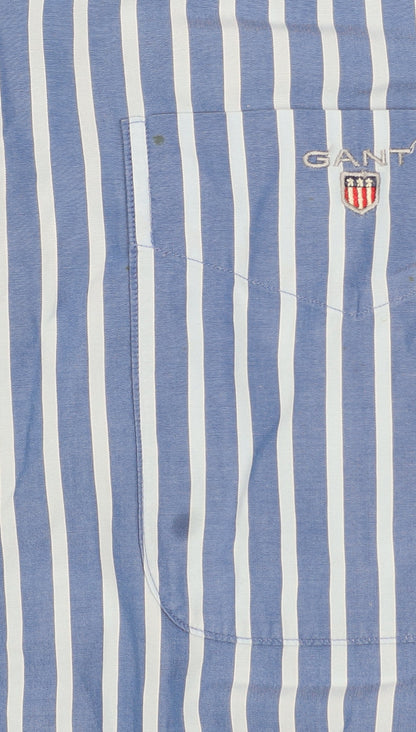 GANT Men's Blue Striped Long Sleeve Button-Up Cotton Shirt Size L