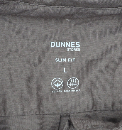 Dunnes Stores Men's Brown Slim Fit Cotton Short Sleeve Shirt L