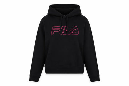 Fila Womens Black Hoodie Size 12 Pullover Hooded Sweatshirt