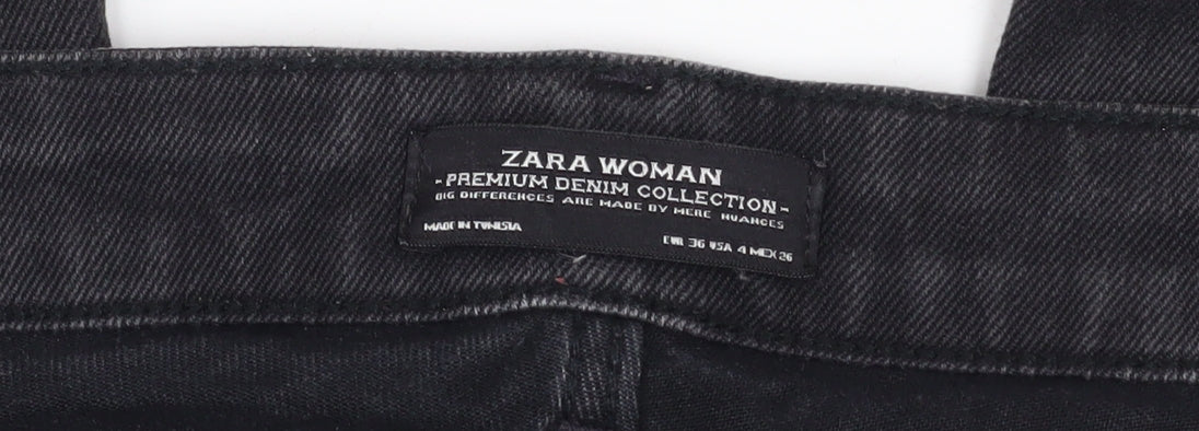 Zara Woman Black Skinny Biker Jeans with Ankle Zips Size 8