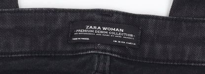 Zara Woman Black Skinny Biker Jeans with Ankle Zips Size 8