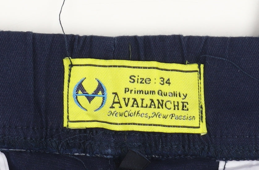 Mens UK Size 34 Avalanche Regular Fit Cargo Blue Trousers
