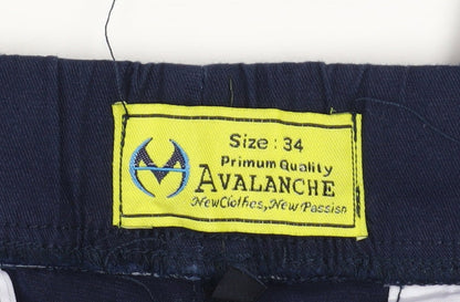 Mens UK Size 34 Avalanche Regular Fit Cargo Blue Trousers