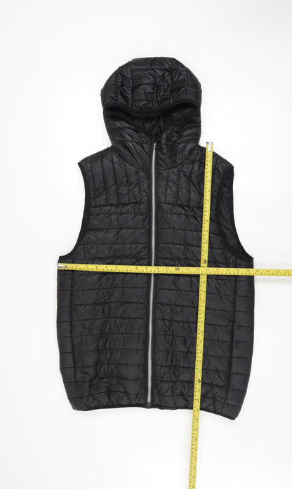 Very Man Men’s Black Hooded Puffer Waistcoat Gilet Size S Regular Fit