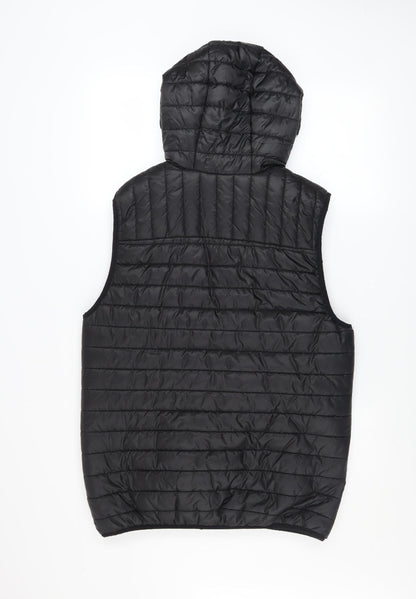 Very Man Men’s Black Hooded Puffer Waistcoat Gilet Size S Regular Fit